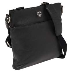 MCM Black Saffiano Leather Messenger Bag