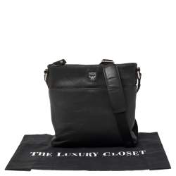 MCM Black Saffiano Leather Messenger Bag