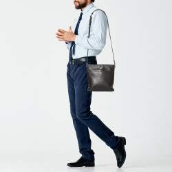 MCM Black Saffiano Leather Messenger Bag