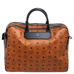 MCM Black/Cognac Visetos Coated Canvas and Leather Briefcase 