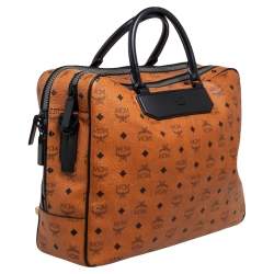 MCM Black/Cognac Visetos Coated Canvas and Leather Briefcase 