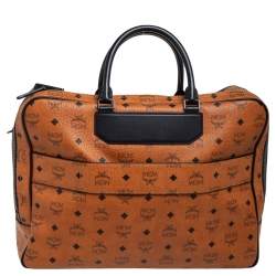 MCM Black/Cognac Visetos Coated Canvas and Leather Briefcase 