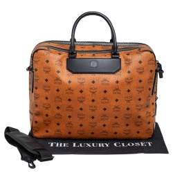 MCM Black/Cognac Visetos Coated Canvas and Leather Briefcase 