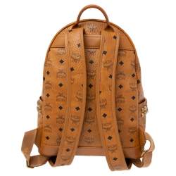 MCM Cognac Visetos Coated Canvas Medium Stark Backpack