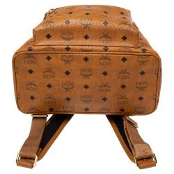 MCM Cognac Visetos Coated Canvas Medium Stark Backpack