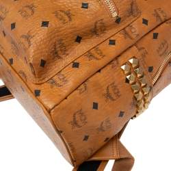 MCM Cognac Visetos Coated Canvas Medium Stark Backpack