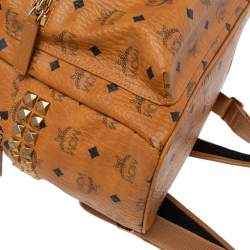 MCM Cognac Visetos Coated Canvas Medium Stark Backpack