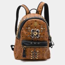 MCM Backpack Stark Visetos Neon Yellow in Coated Canvas with