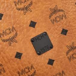 MCM Cognac Visetos Coated Canvas and Leather Round Sling Bag