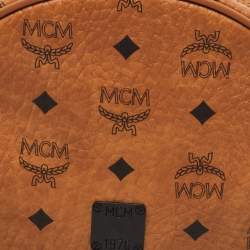 MCM Cognac Visetos Coated Canvas and Leather Round Sling Bag