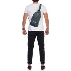 Pre Owned MCM Blue Nylon and Leather Sling Bag