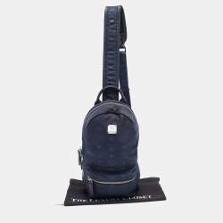 Pre Owned MCM Blue Nylon and Leather Sling Bag