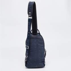 Pre Owned MCM Blue Nylon and Leather Sling Bag