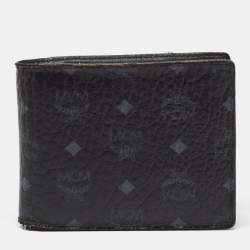 MCM Black Visetos Coated Canvas Bifold Compact Wallet