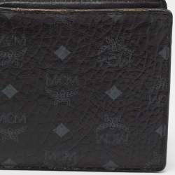 MCM Black Visetos Coated Canvas Bifold Compact Wallet