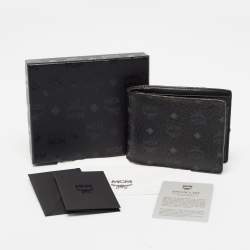 MCM Black Visetos Coated Canvas Bifold Compact Wallet