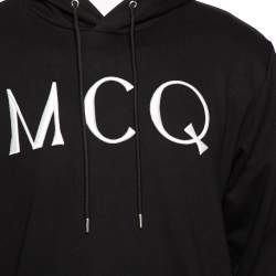 مملوكة مسبقًا McQ by Alexander McQueen Black Cotton Logo Embroidered Hoodie L