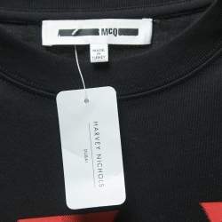 Pre Owned McQ by Alexander McQueen Black Print Cotton Crew Neck T-Shirt S