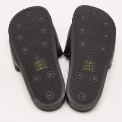 Pre Owned McQ by Alexander McQueen Black Faux Leather Logo Slides Size 42