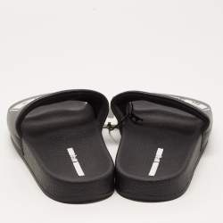 Pre Owned McQ by Alexander McQueen Black Faux Leather Logo Slides Size 42