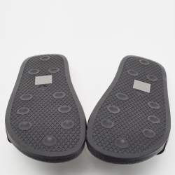 مملوكة مسبقًا McQ by Alexander McQueen Black Leather and Rubber Logo Pool Slides Size 40