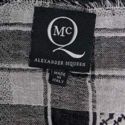 Pre Owned McQ by Alexander McQueen Monochrome Razor Blade Pattern Cotton Scarf