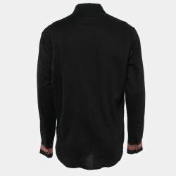 Pre Owned McQ by Alexander McQueen Navy Blue/Black Cotton Knit Shirt L