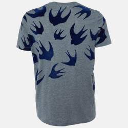 McQ by Alexander McQueen Grey Swallow Print Cotton T-Shirt M