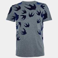McQ by Alexander McQueen Grey Swallow Print Cotton T-Shirt M