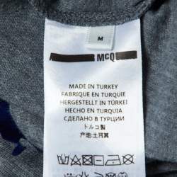 McQ by Alexander McQueen Grey Swallow Print Cotton T-Shirt M