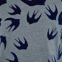 McQ by Alexander McQueen Grey Swallow Print Cotton T-Shirt M