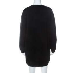 Pre Owned McQ by Alexander McQueen Black Abstract Print Cotton Sweatshirt Dress L