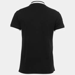 Pre Owned McQ by Alexander McQueen Black Printed Cotton Pique Polo T-Shirt M