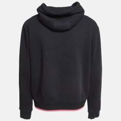 Pre Owned McQ by Alexander McQueen Black Logo Applique Cotton Blend Knit Zip Front Jacket XL