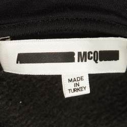 Pre Owned McQ by Alexander McQueen Black Logo Applique Cotton Blend Knit Zip Front Jacket XL