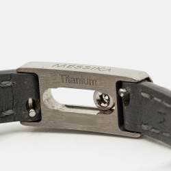 Pre Owned Messika My Move Leather Diamond Titanium Bracelet