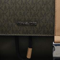 Michael Kors Olive Multicolor Signature Coated Canvas Cooper Backpack