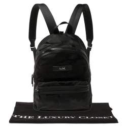 Michael Kors Black Camouflage Nylon and Leather Kent Backpack 