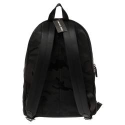 Michael Kors Black Camouflage Nylon and Leather Kent Backpack 