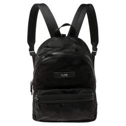 Michael Kors Kent Sport BLACK WHITE Camouflage Nylon Flap Pocket Large  Backpack