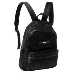 Michael Kors Black Camouflage Nylon and Leather Kent Backpack 