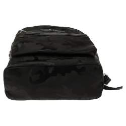 Michael Kors Black Camouflage Nylon and Leather Kent Backpack 
