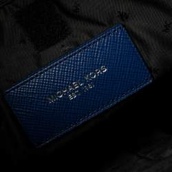 Pre Owned Michael Kors Sapphire Blue Leather Harrison Front Zip Briefcase