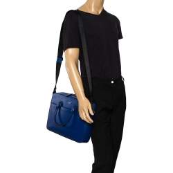 Pre Owned Michael Kors Sapphire Blue Leather Harrison Front Zip Briefcase