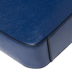 Pre Owned Michael Kors Sapphire Blue Leather Harrison Front Zip Briefcase