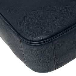 Michael Kors Navy Blue Leather Cooper Double Zip Casual Briefcase 