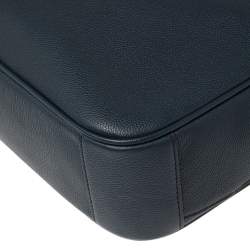 Michael Kors Navy Blue Leather Cooper Double Zip Casual Briefcase 