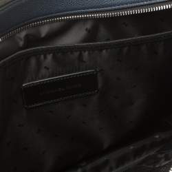 Michael Kors Navy Blue Leather Cooper Double Zip Casual Briefcase 
