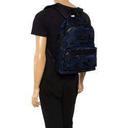 Michael Kors Blue/Black Nylon and Leather Kent Backpack