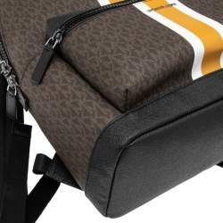 Michael Kors Brown/Black Signature Coated Canvas Cooper Backpack